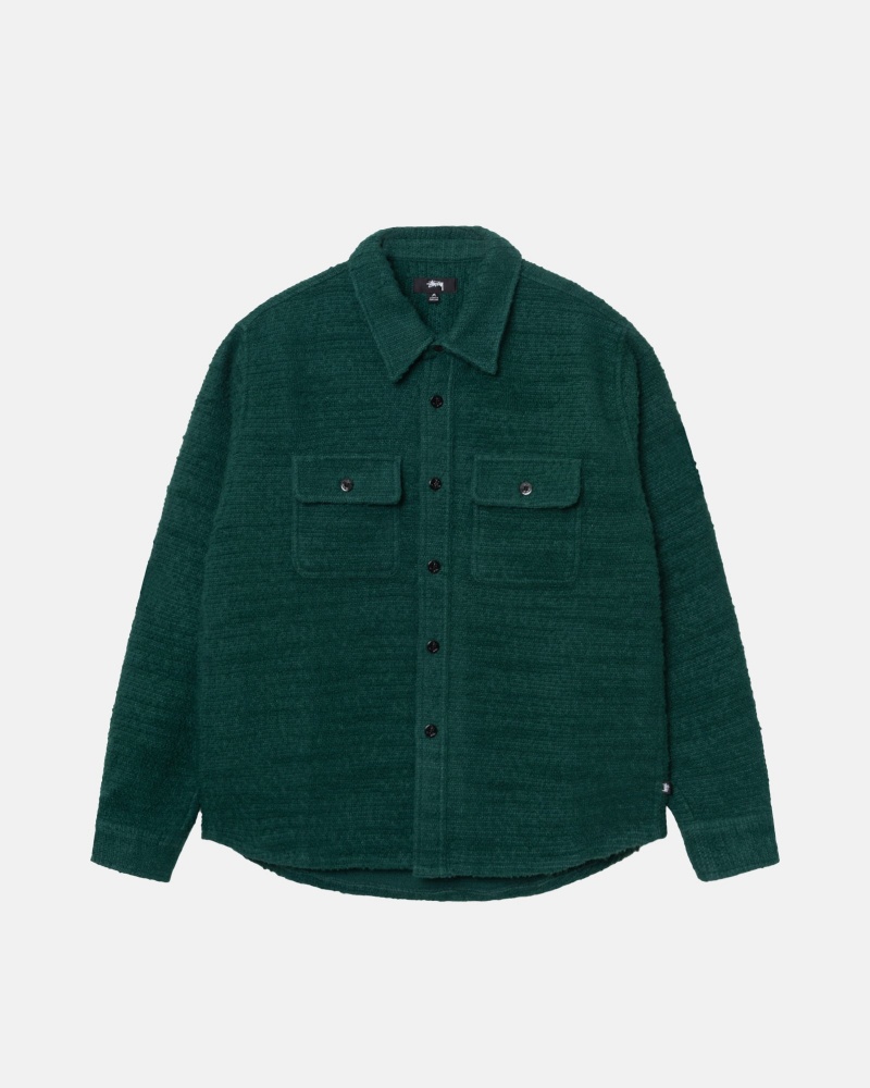 Stussy Boucle Wolle Cpo Shirts     Grün | 83410-HMGN