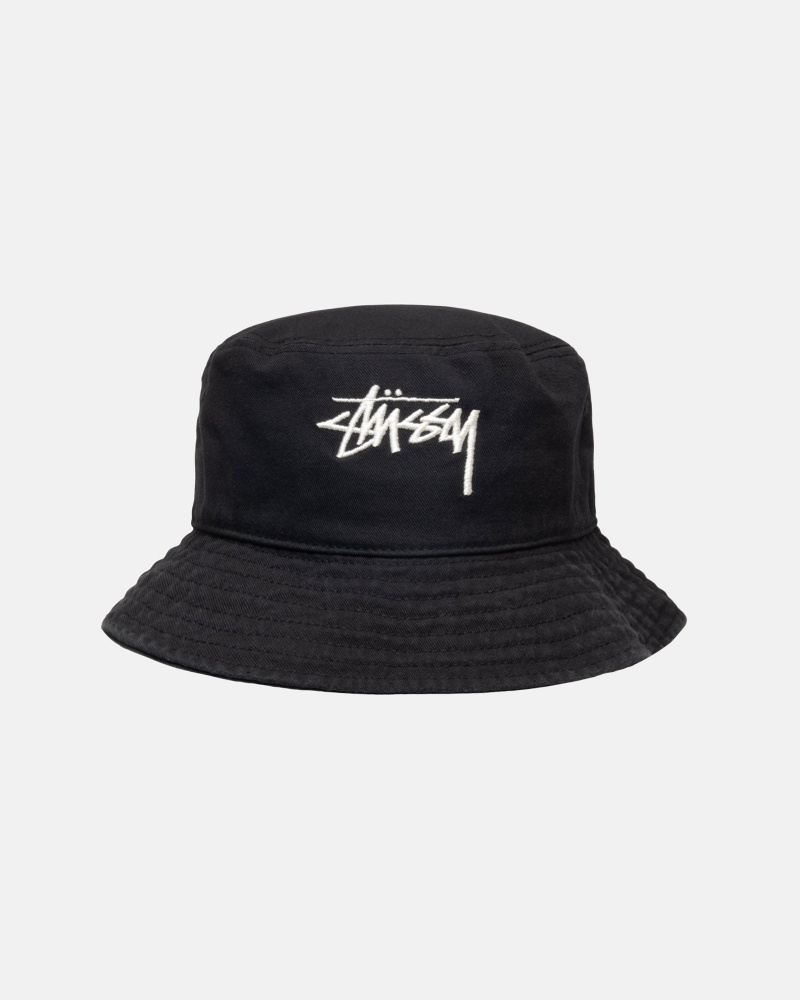 Stussy Bucket Big Stock Hüte Schwarz | 70918-CRUL