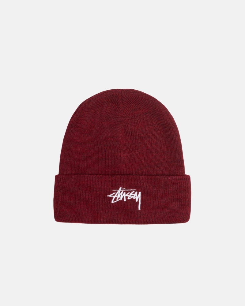 Stussy Cuff Beanie Stock Hüte Rot | 56129-GBIZ