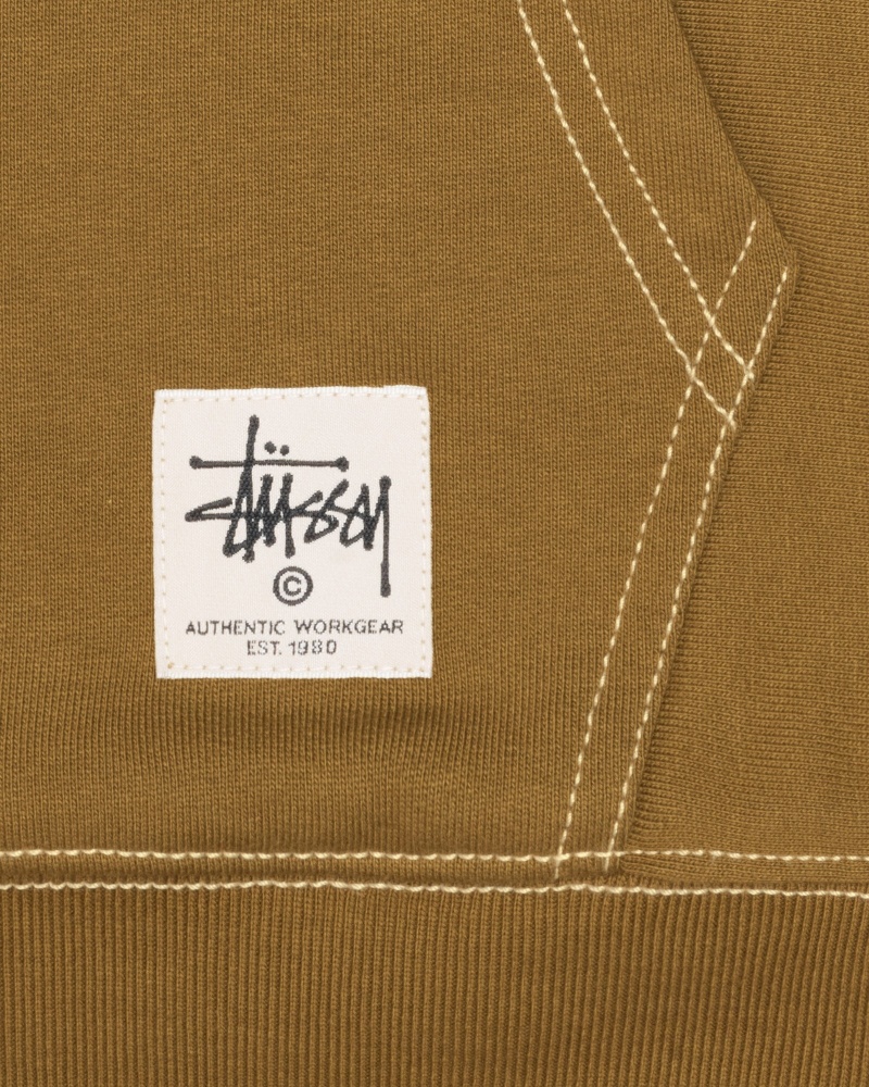 Stussy Double Face Label Zip Hoodie Olivgrün | 86243-FARM