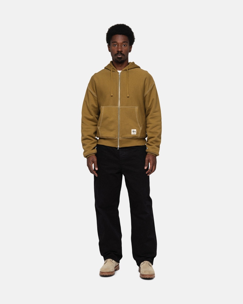 Stussy Double Face Label Zip Hoodie Olivgrün | 86243-FARM