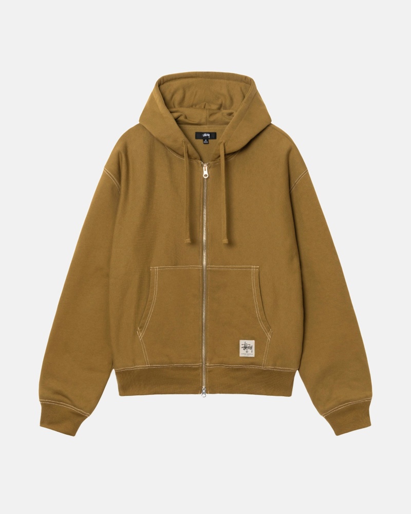 Stussy Double Face Label Zip Hoodie Olivgrün | 86243-FARM