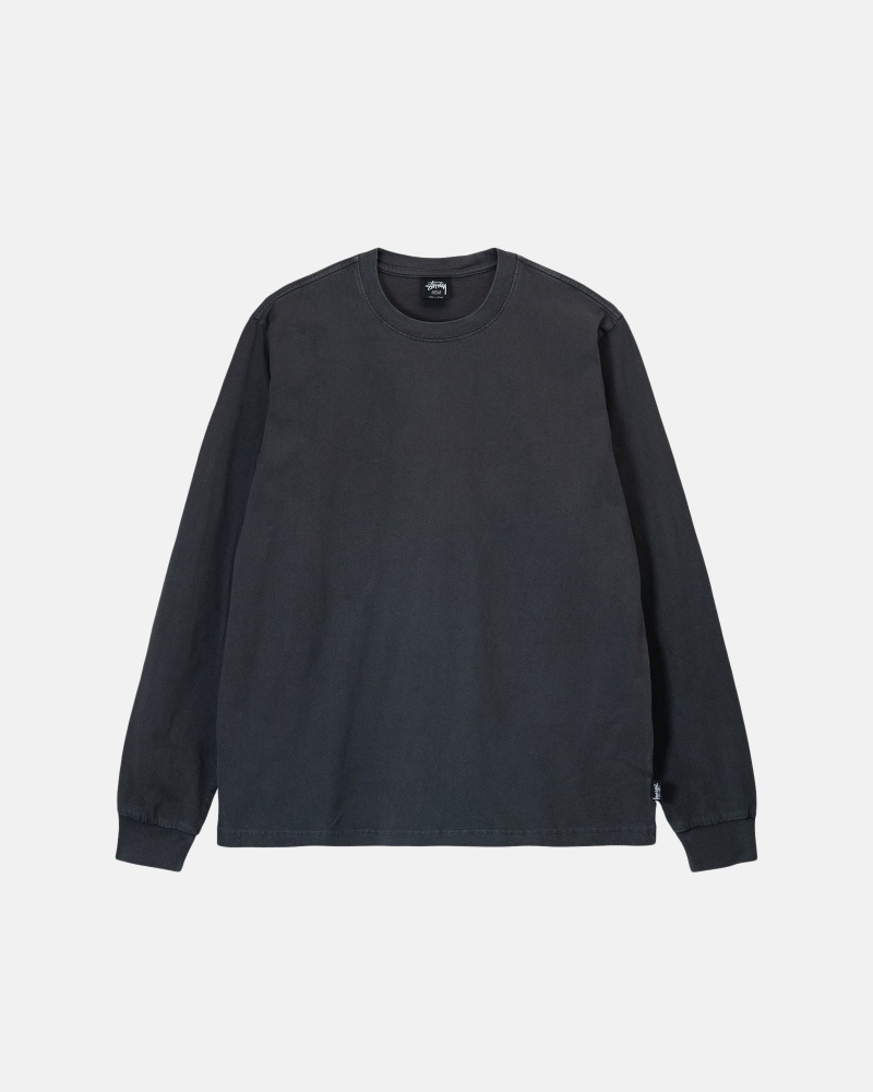 Stussy Heavyweight Pigment Dyed Ls Crew Sweatshirts Schwarz | 32580-WDNI