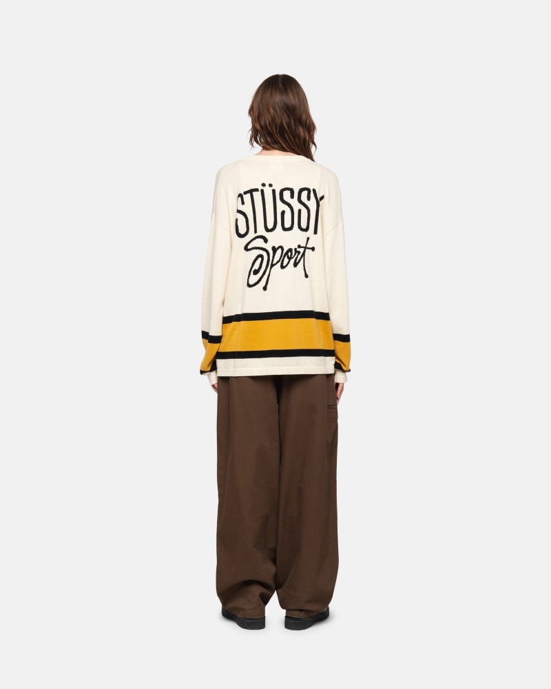 Stussy Hockey Pullover Beige | 76801-NORV