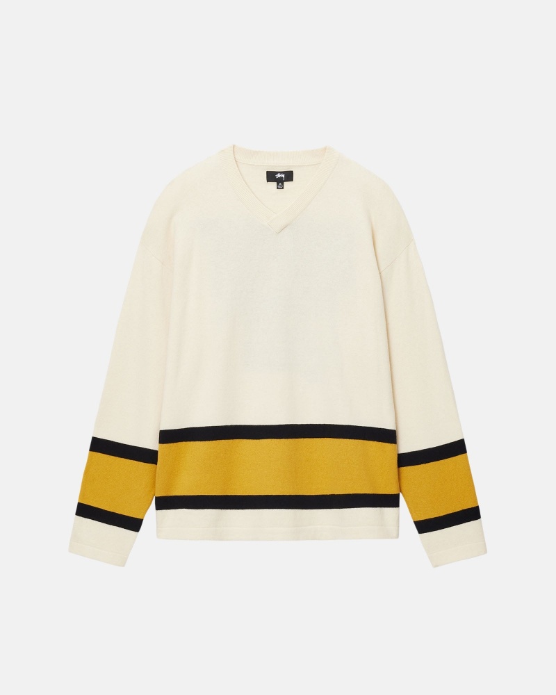 Stussy Hockey Pullover Beige | 76801-NORV