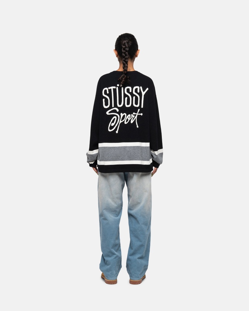 Stussy Hockey Pullover Schwarz | 30176-CXLR