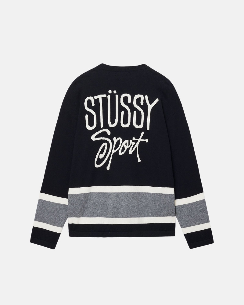 Stussy Hockey Pullover Schwarz | 30176-CXLR