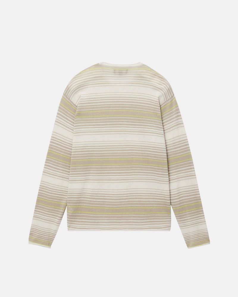 Stussy Horizontal Stripe Pullover Beige | 14798-EAPG