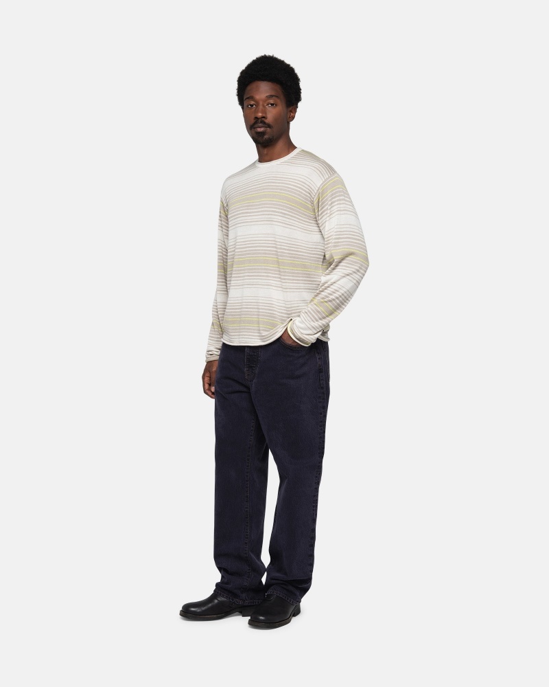 Stussy Horizontal Stripe Pullover Beige | 14798-EAPG