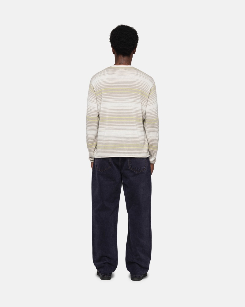 Stussy Horizontal Stripe Pullover Beige | 14798-EAPG