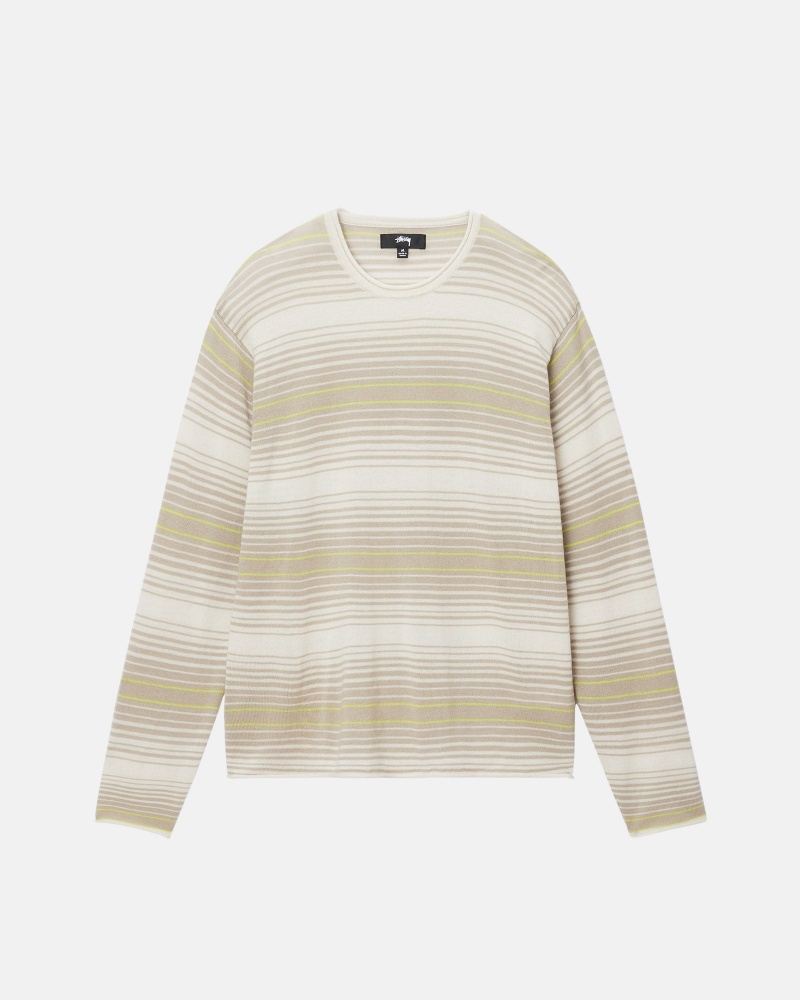 Stussy Horizontal Stripe Pullover Beige | 14798-EAPG