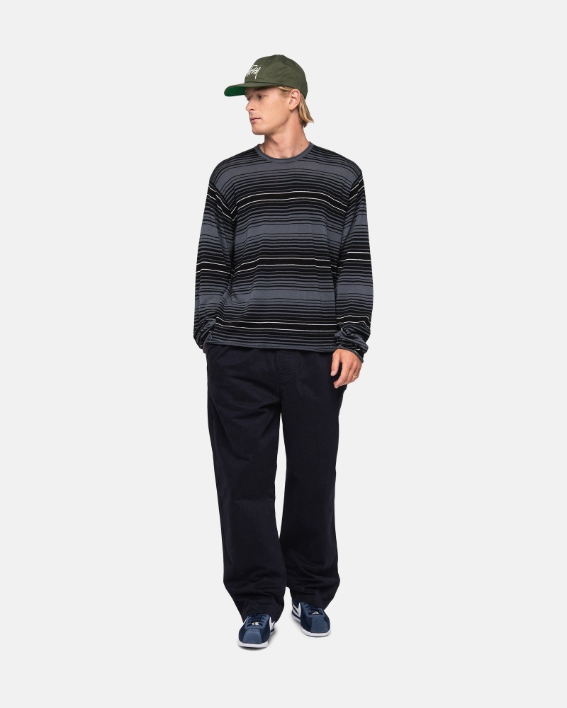 Stussy Horizontal Stripe Pullover Grau | 17239-OPNL