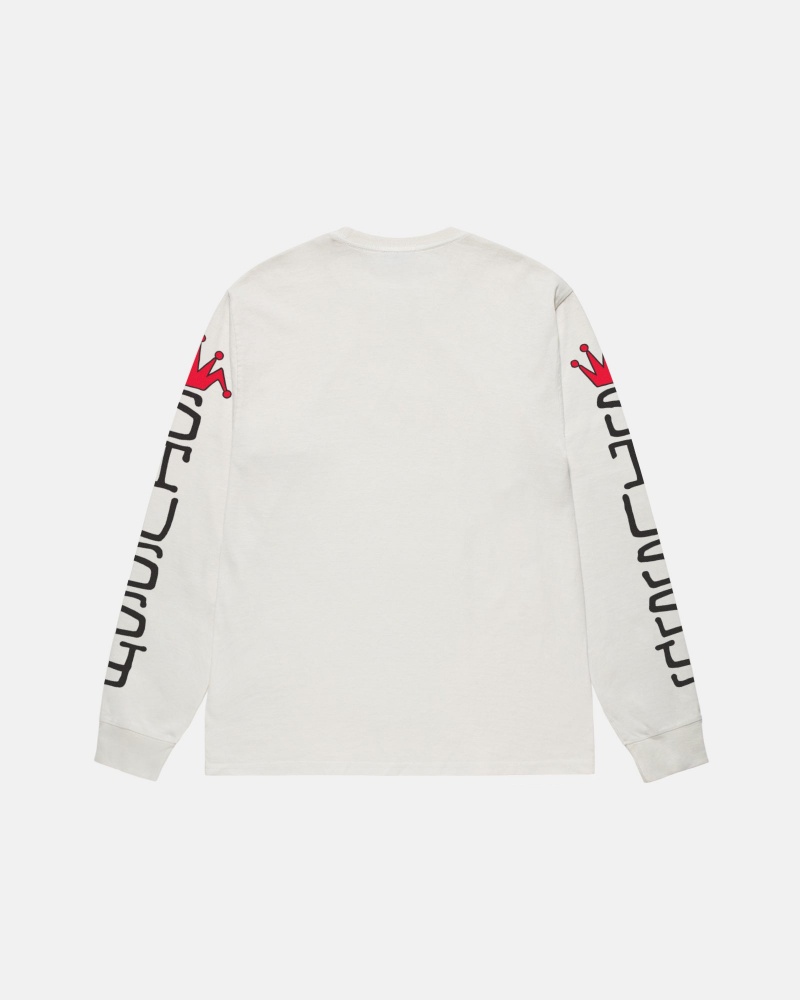 Stussy Jumbo Ls Pigment Dyed Pullover Beige | 49278-MVFC