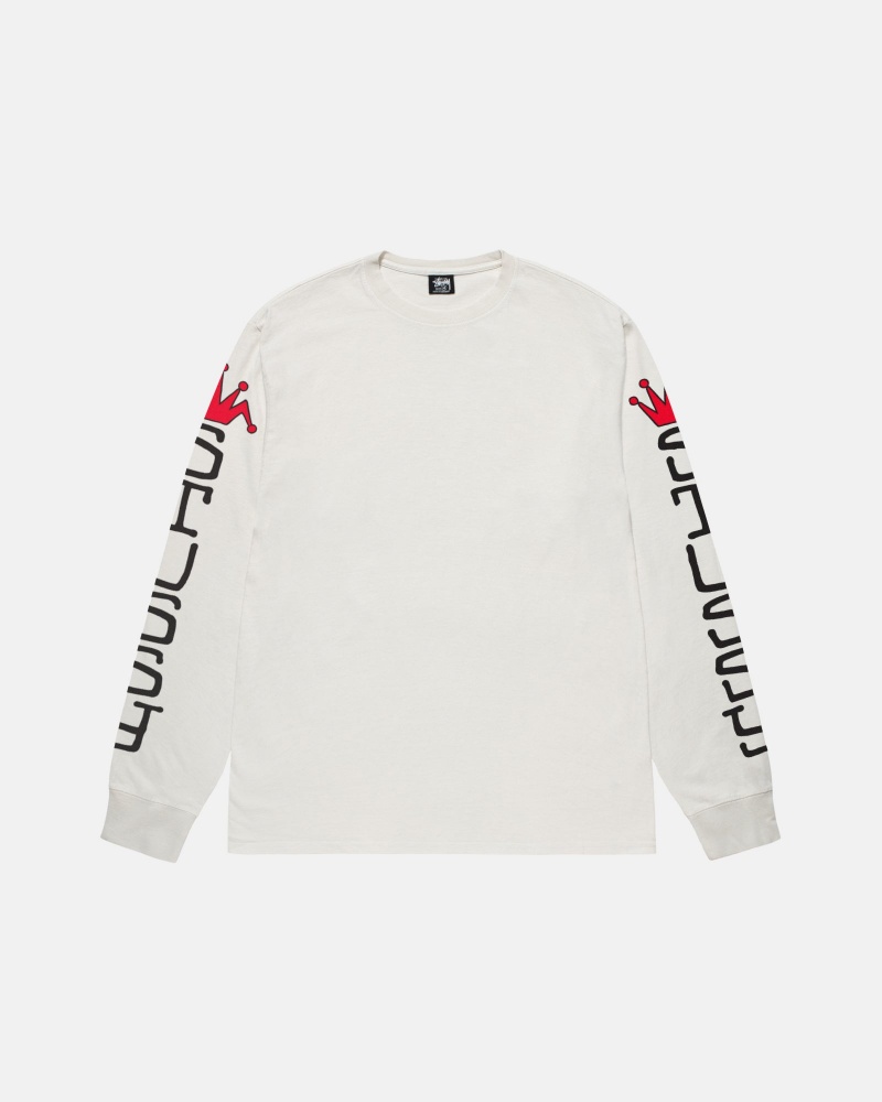 Stussy Jumbo Ls Pigment Dyed Pullover Beige | 49278-MVFC