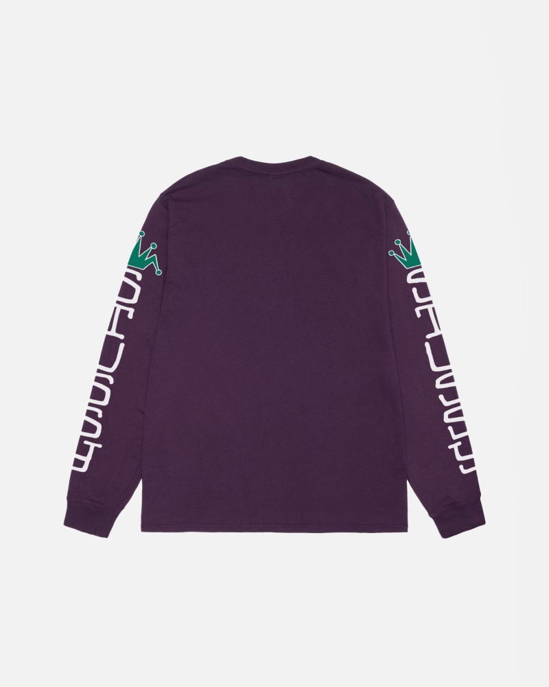 Stussy Jumbo Ls Pigment Dyed Pullover Lila | 41207-NFIT