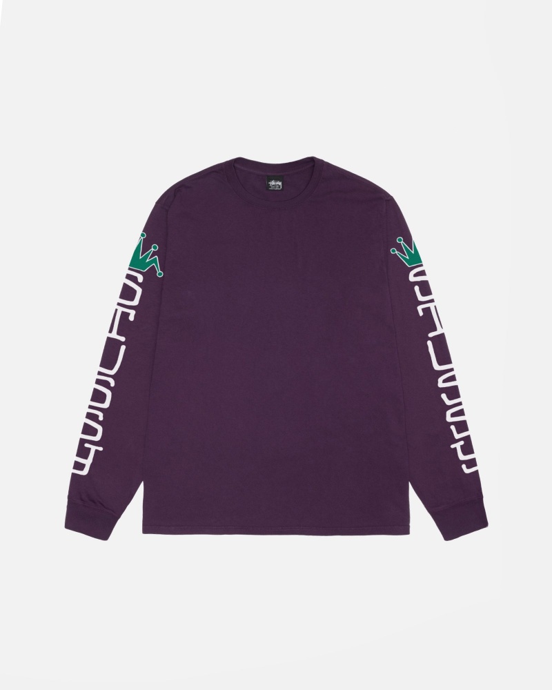 Stussy Jumbo Ls Pigment Dyed Pullover Lila | 41207-NFIT