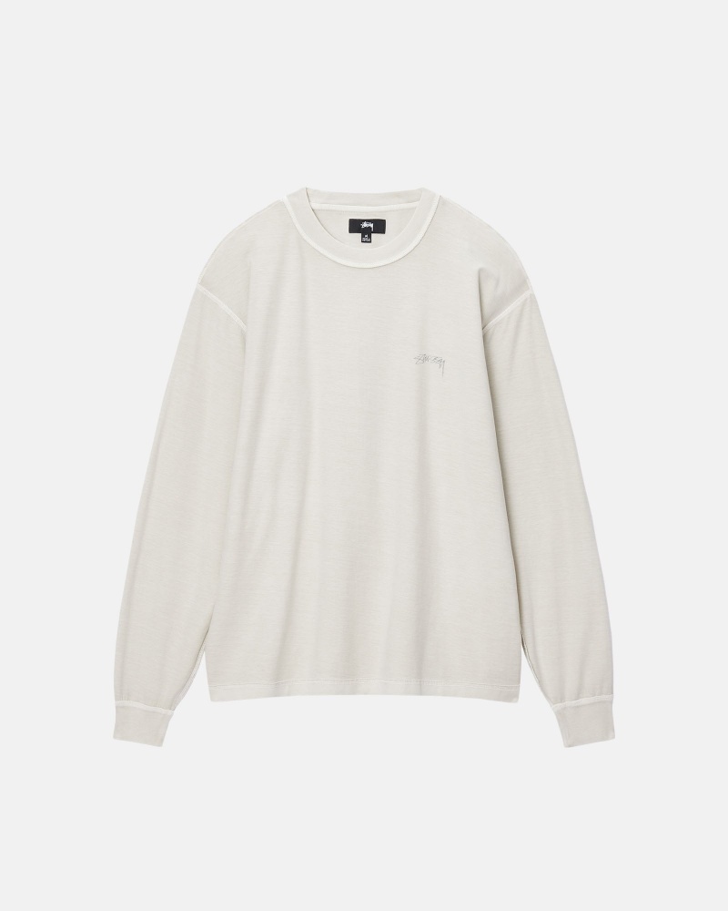 Stussy Lazy Ls T-shirts Beige | 38962-WFXP