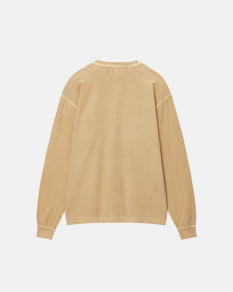 Stussy Lazy Ls T-shirts Gold | 54673-HZNB