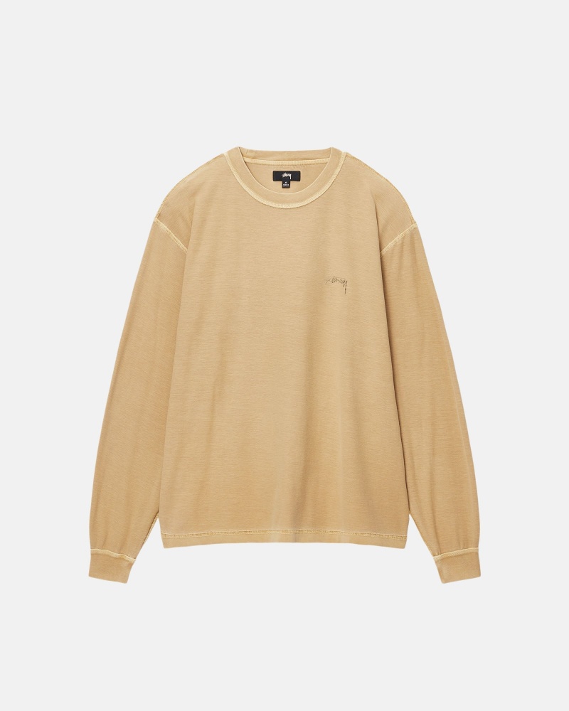 Stussy Lazy Ls T-shirts Gold | 54673-HZNB