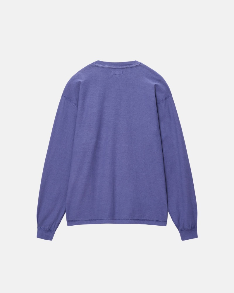 Stussy Lazy Ls T-shirts Tiefesblau | 80246-AZJN