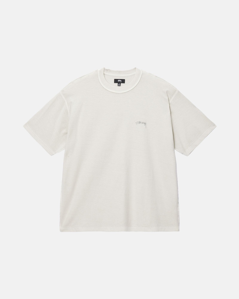 Stussy Lazy T-shirts Beige | 14923-QDWU