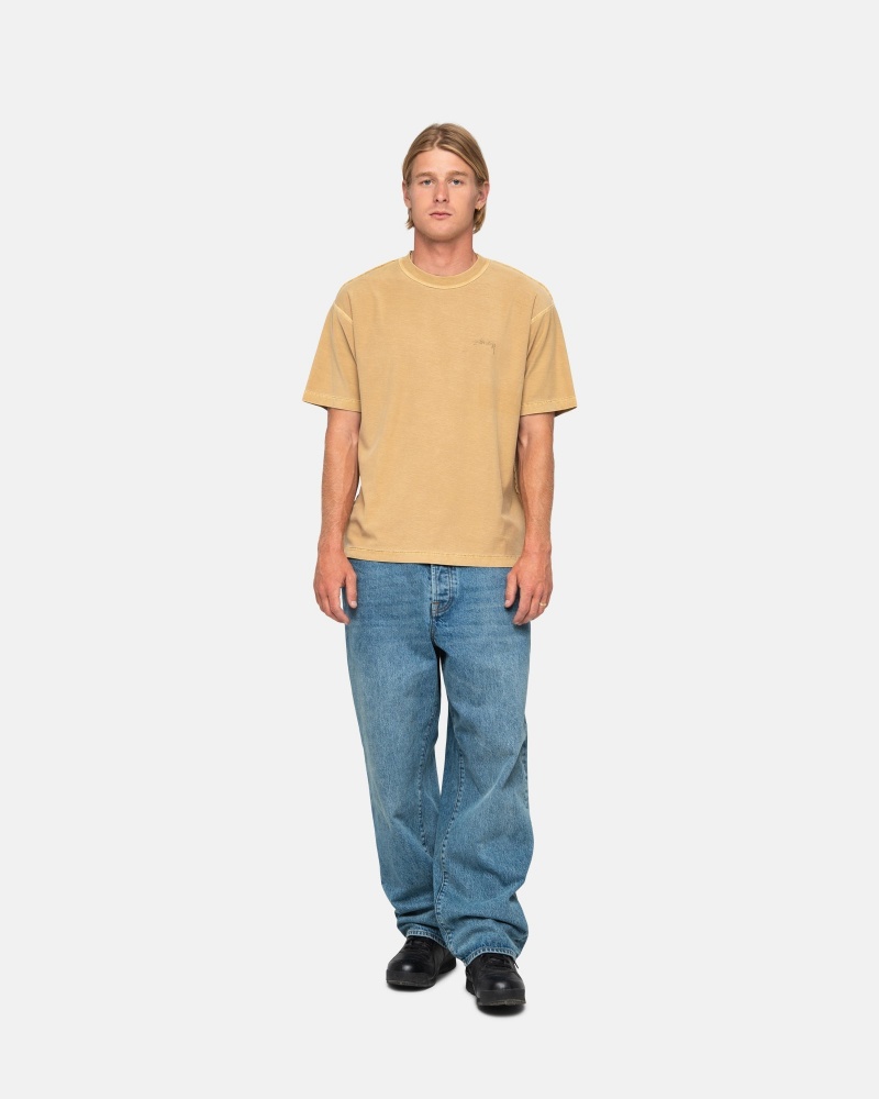 Stussy Lazy T-shirts Gold | 54093-SATX