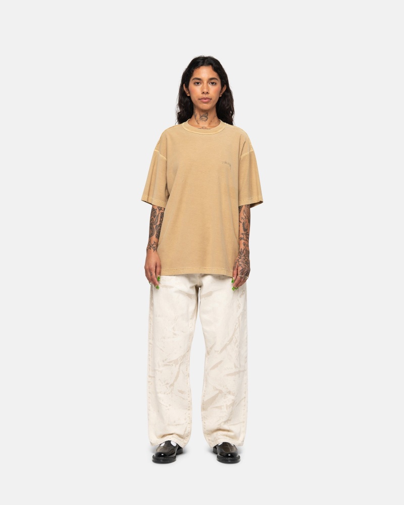 Stussy Lazy T-shirts Gold | 54093-SATX