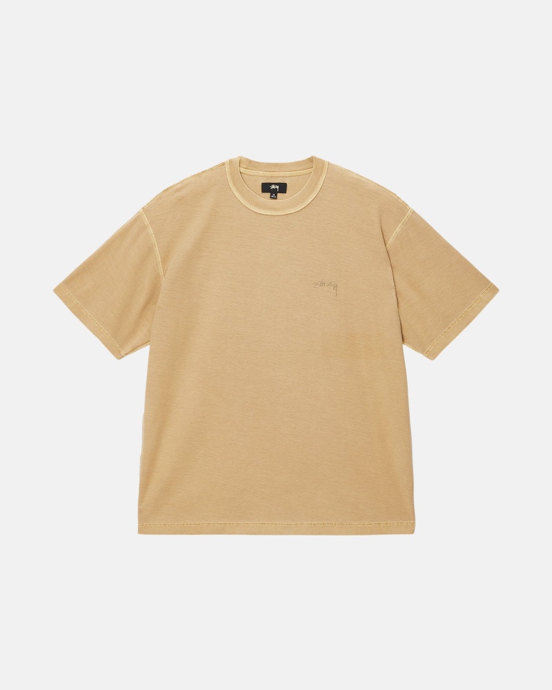 Stussy Lazy T-shirts Gold | 69372-ABCE