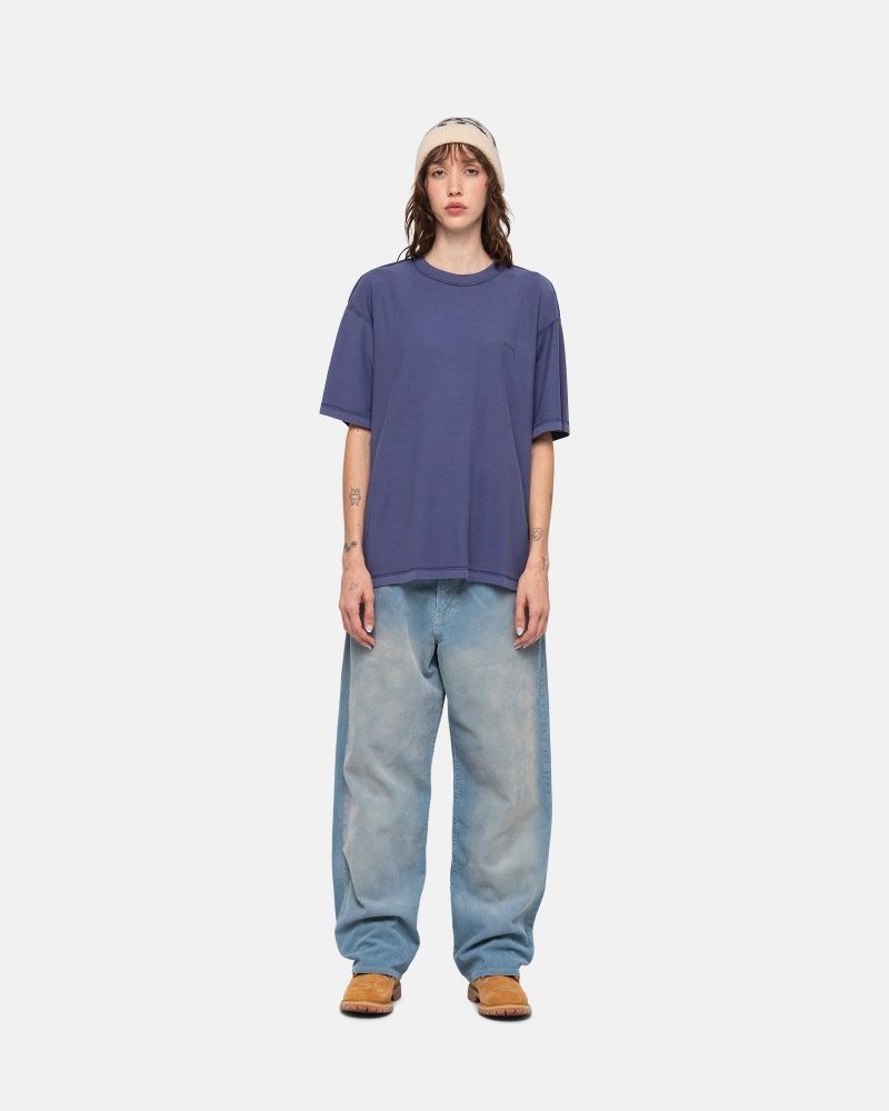 Stussy Lazy T-shirts Tiefesblau | 57421-DHZL