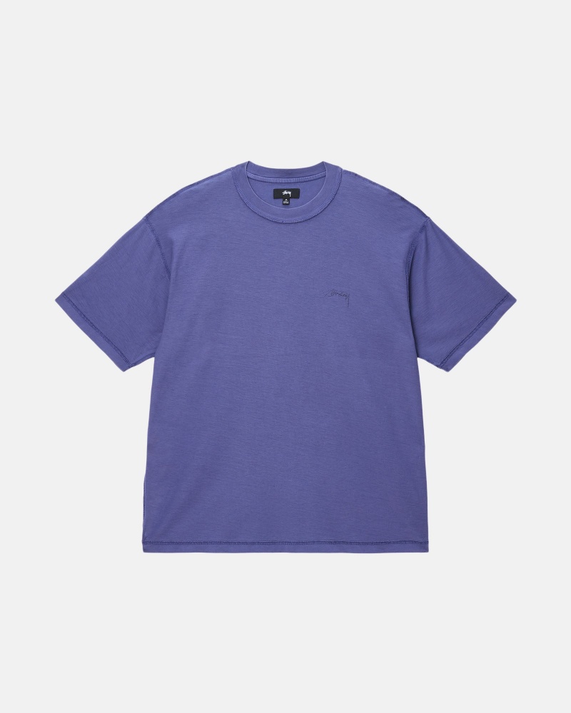 Stussy Lazy T-shirts Tiefesblau | 57421-DHZL