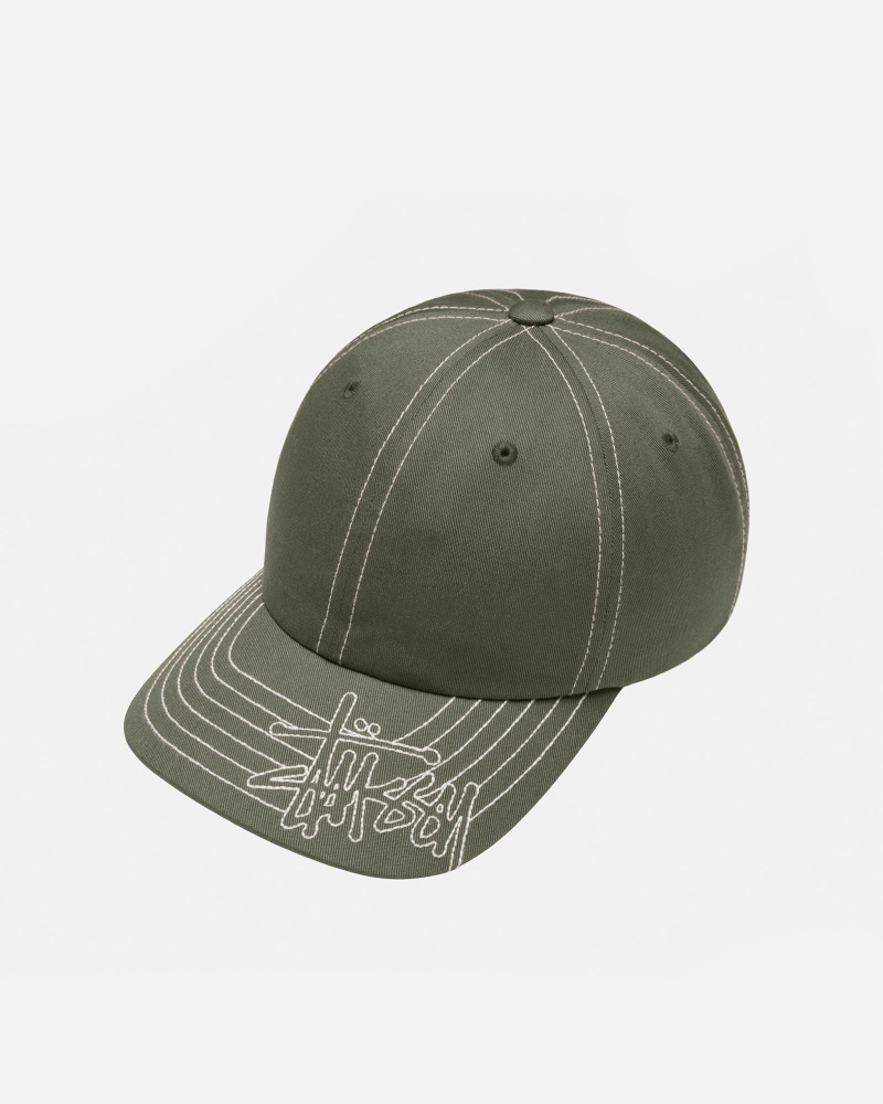 Stussy Low Pro Basic Stitch Strapback Hüte Olivgrün | 02615-YLBE