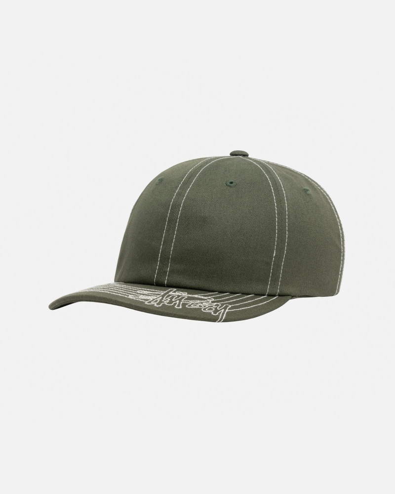 Stussy Low Pro Basic Stitch Strapback Hüte Olivgrün | 02615-YLBE