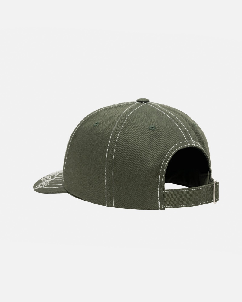 Stussy Low Pro Basic Stitch Strapback Hüte Olivgrün | 02615-YLBE