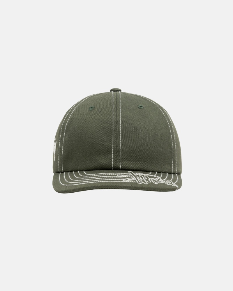 Stussy Low Pro Basic Stitch Strapback Hüte Olivgrün | 02615-YLBE