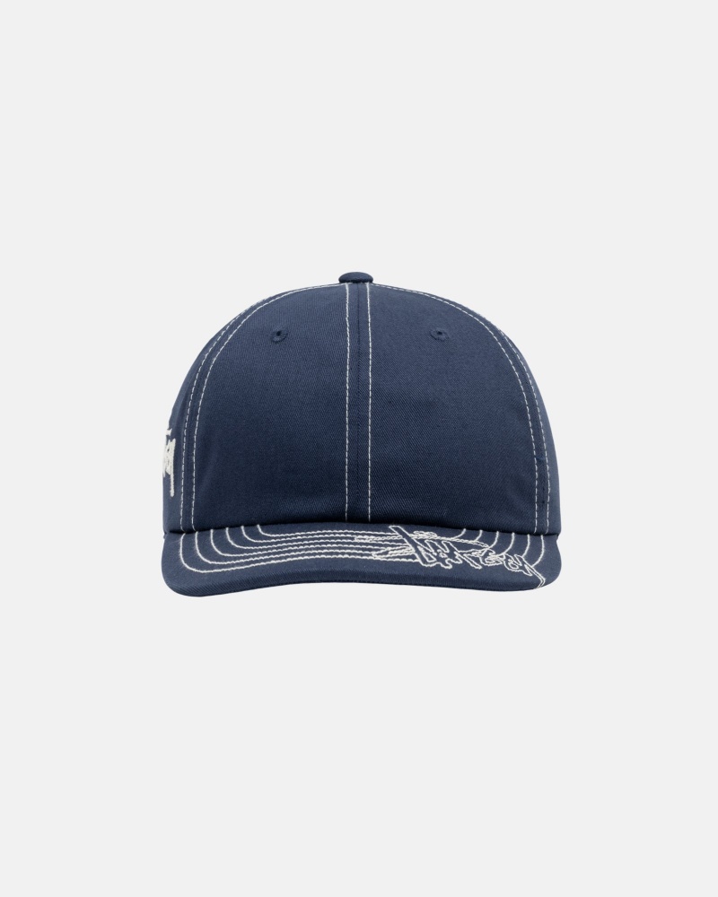 Stussy Low Pro Basic Stitch Strapback Hüte Navy | 97301-QUSI