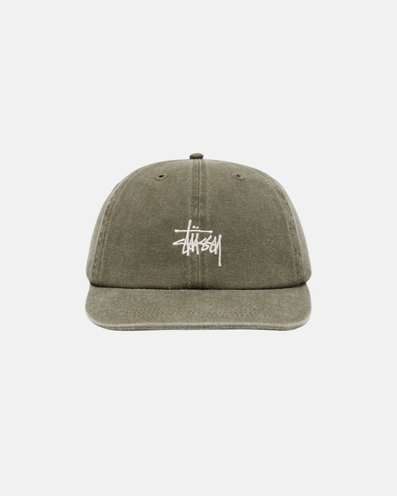 Stussy Low Pro Basic Washed Strapback Hüte Olivgrün | 69312-EMOH