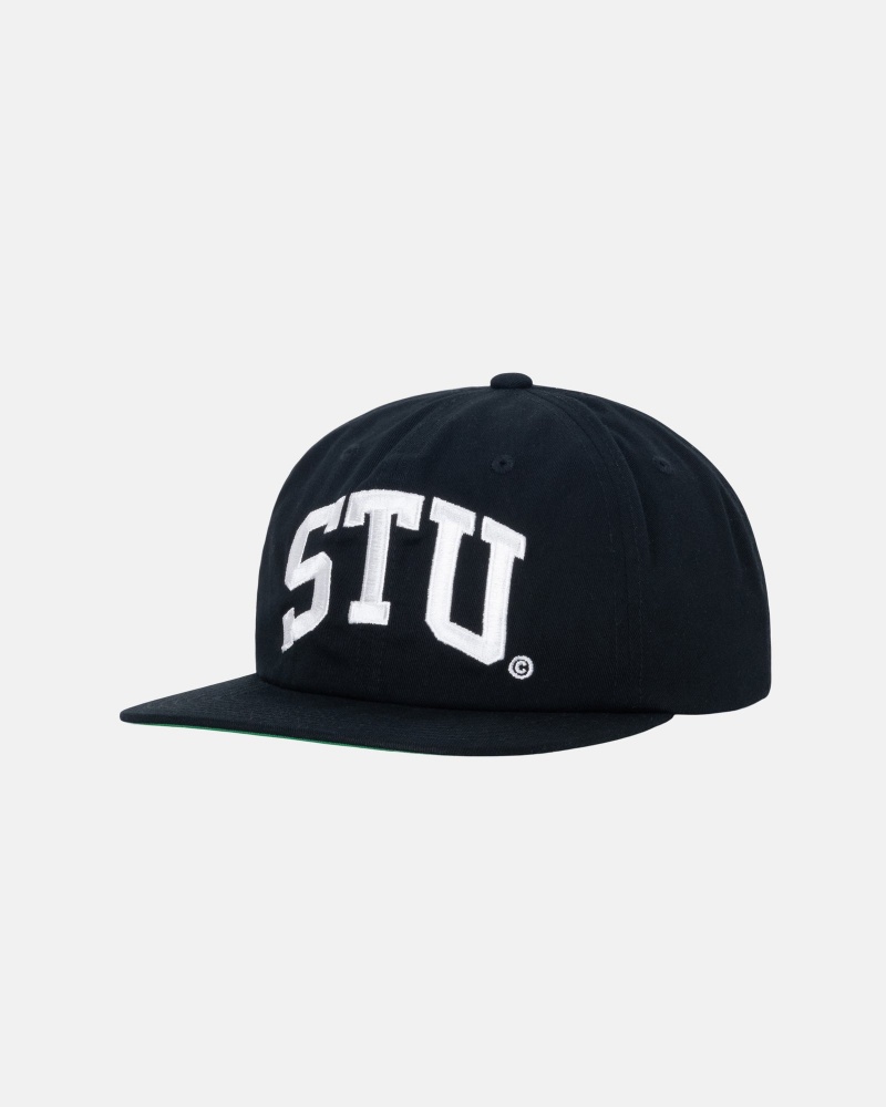 Stussy Mid-Depth Stu Arch Strapback Hüte Schwarz | 21084-NREV