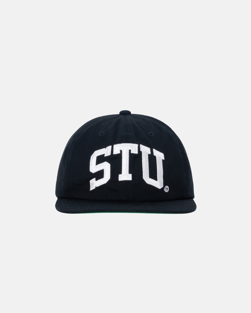 Stussy Mid-Depth Stu Arch Strapback Hüte Schwarz | 21084-NREV