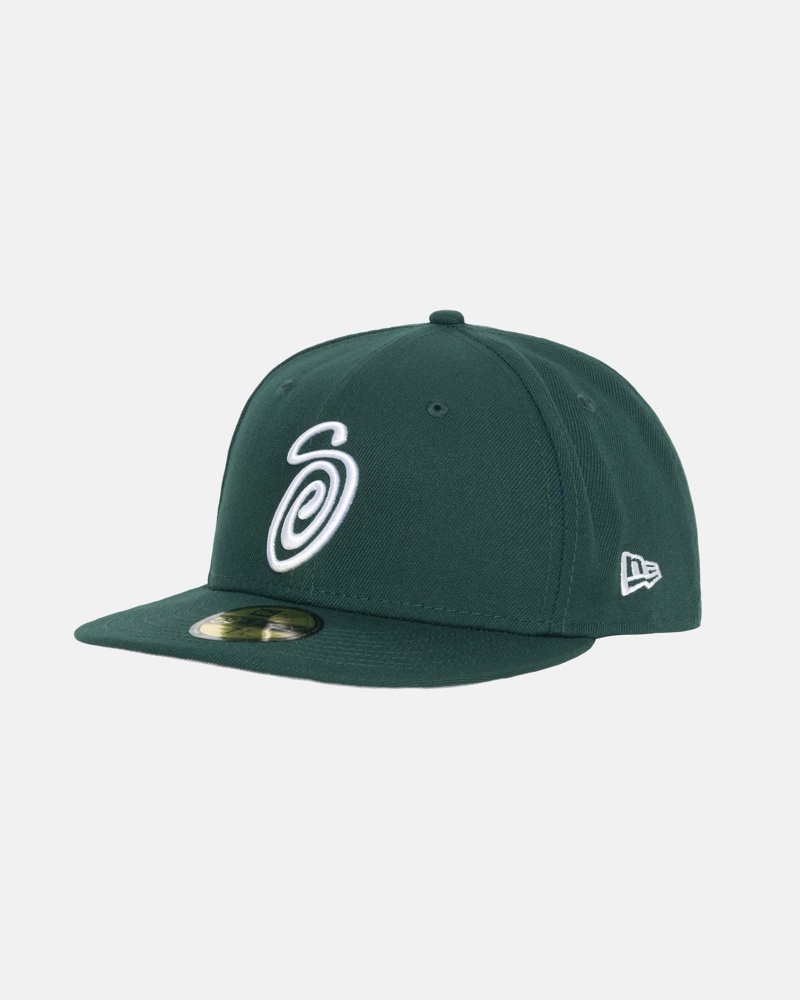 Stussy New Era 59fifty Curly S Hüte Grün | 83157-PEDR