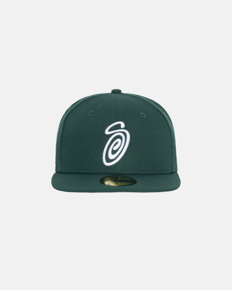 Stussy New Era 59fifty Curly S Hüte Grün | 83157-PEDR