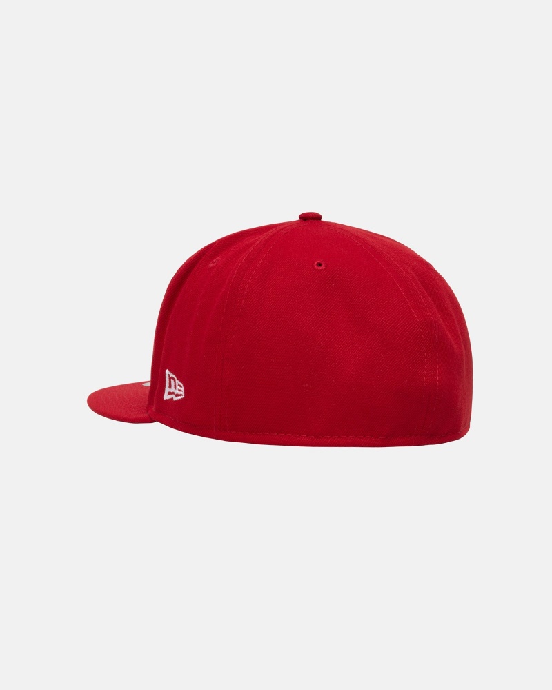 Stussy New Era 59fifty Curly S Hüte Rot | 97451-GIHE