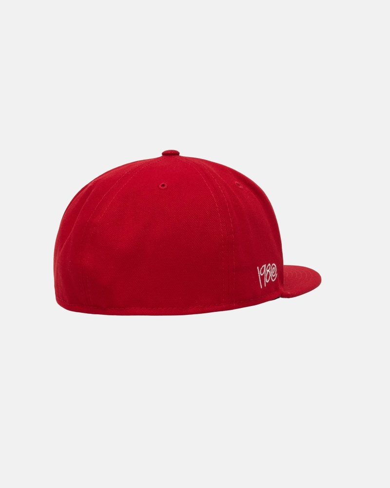 Stussy New Era 59fifty Curly S Hüte Rot | 97451-GIHE