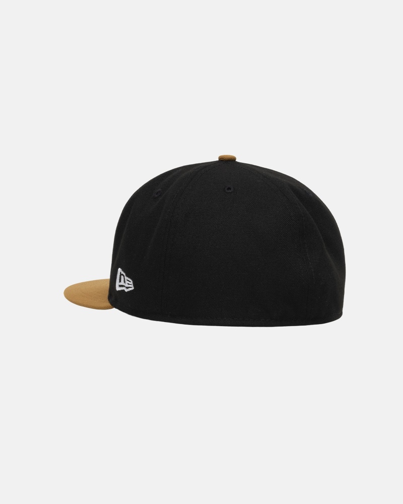 Stussy New Era 59fifty Curly S Hüte Schwarz Gold | 64135-WKXD