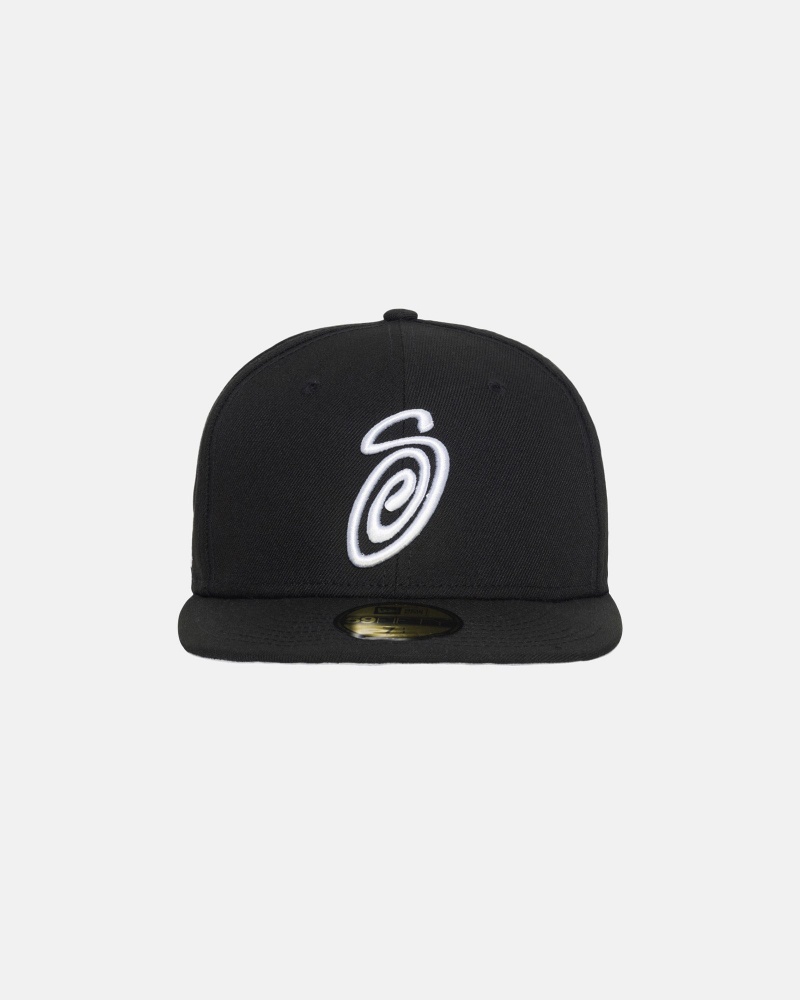 Stussy New Era 59fifty Curly S Hüte Schwarz | 52603-GTIM