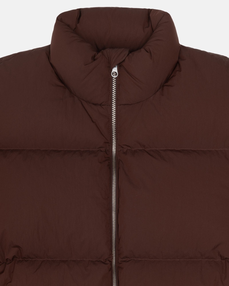 Stussy Puffer Nylon Daunenjacken Braun | 32860-XFSI