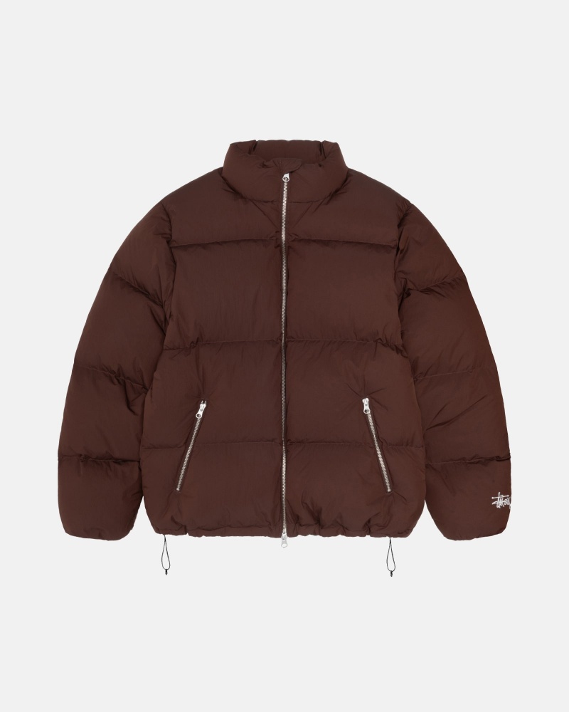 Stussy Puffer Nylon Daunenjacken Braun | 32860-XFSI