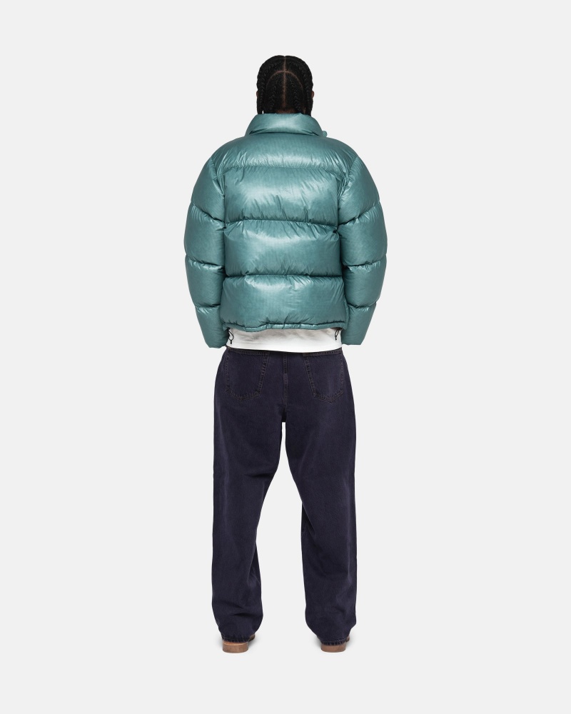 Stussy Puffer Parachute Ripstop Daunenjacken Blau | 76539-BMFT