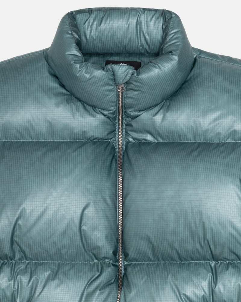 Stussy Puffer Parachute Ripstop Daunenjacken Blau | 76539-BMFT