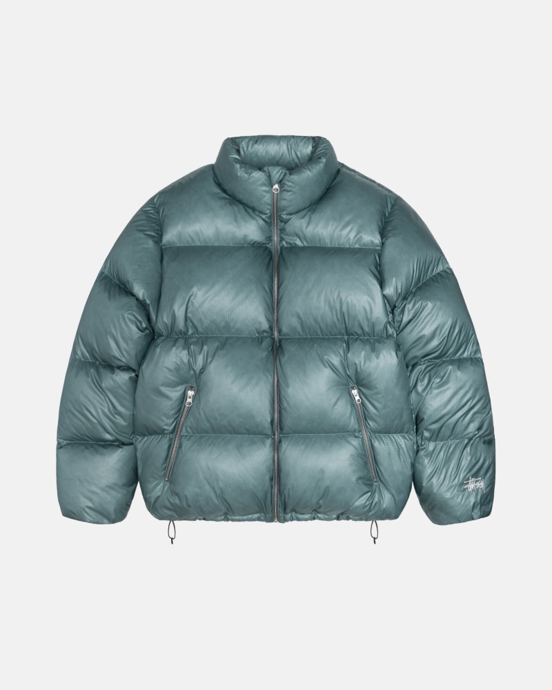 Stussy Puffer Parachute Ripstop Daunenjacken Blau | 76539-BMFT