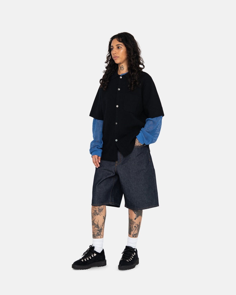 Stussy Raw Denim Big Ol' Kurze Hose Navy | 69013-LNCA